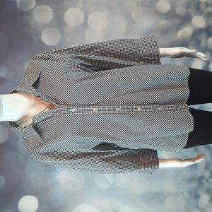 Kim Rogers sz XL Buffalo Check 3/4 Sleeve Spread Collar Button Down Blouse